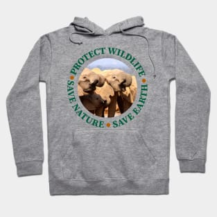 Wildlife Conservation Earth Day Elephant Drinks Hoodie